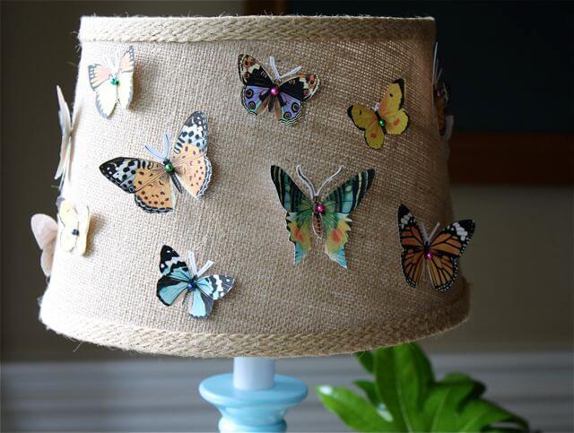 45 Creative DIY Lamp Shade Ideas to Brighten Your Decor – DIY Butterflies Lampshade DIY Butterflies Lampshade