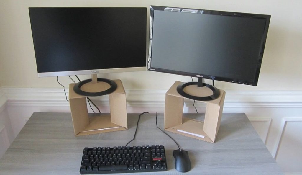 DIY Cardboard Double Monitor Stand