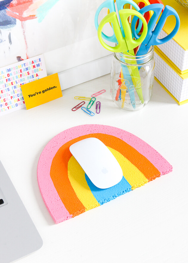 DIY Cork Rainbow Mousepad