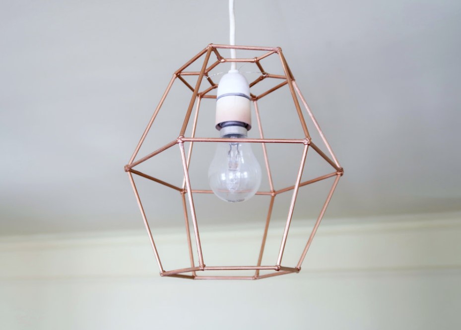 DIY Geometric Lamp Shade from Skewers