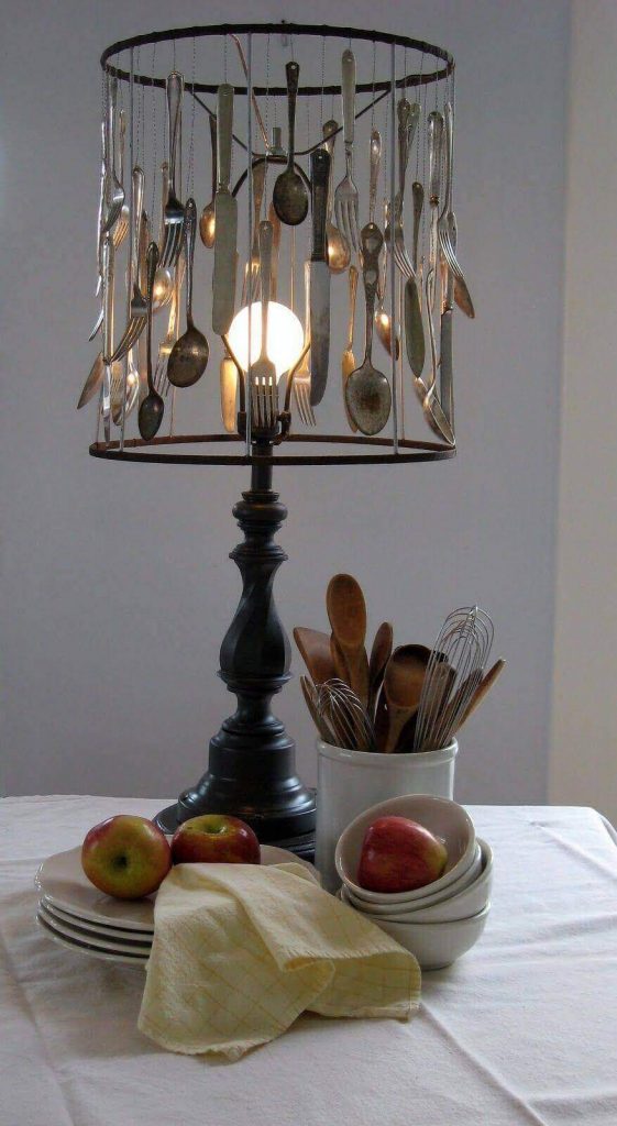 45 Creative DIY Lamp Shade Ideas to Brighten Your Decor – DIY Lampshade from Spoon Fork and Knife DIY Lampshade from Spoon Fork and Knife