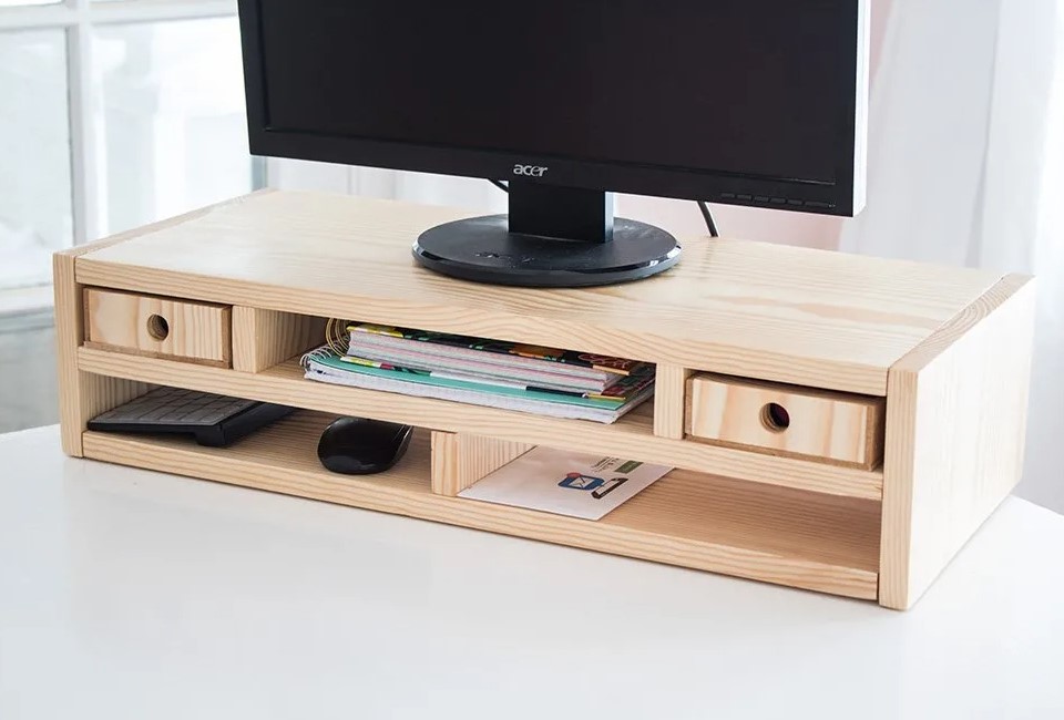 21 DIY Monitor Stand Ideas to Revamp Your Workspace – DIY Monitor Stand with Organizer DIY Monitor Stand with Organizer