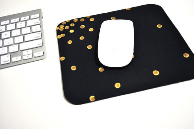 DIY Mouse Pad Painting Gold Confetti