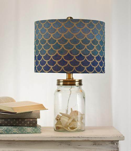 DIY Stenciled Fish Scale Lamp Shade