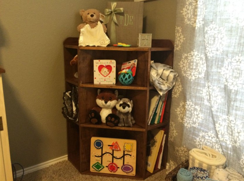 DIY Corner Nursery Bookshelf