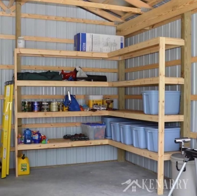 DIY Corner Shelves Garage