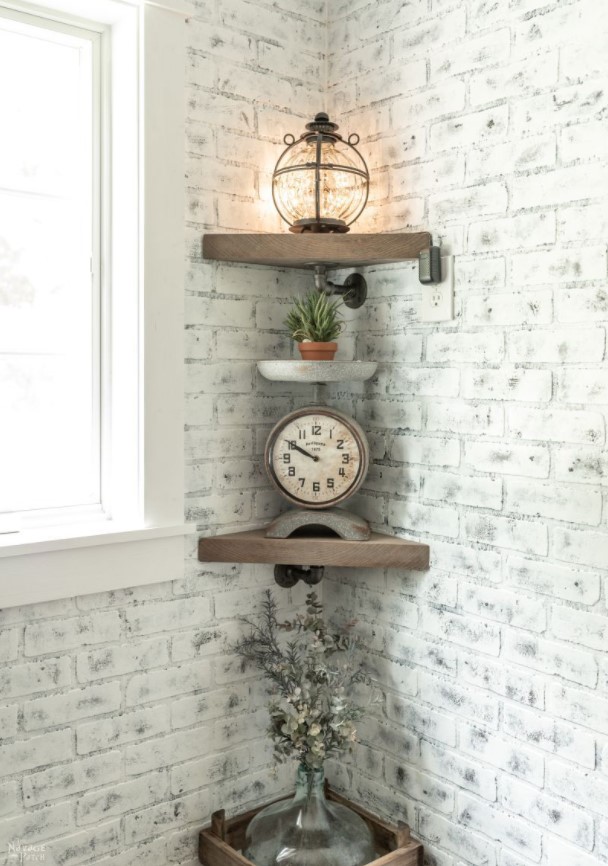 DIY Corner Shelves with Metal Pipe