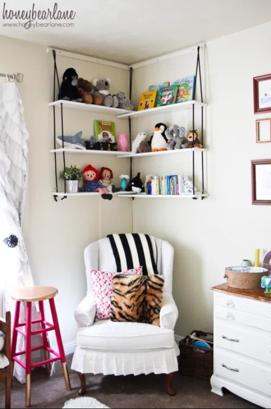 DIY Hanging Corner Shelves