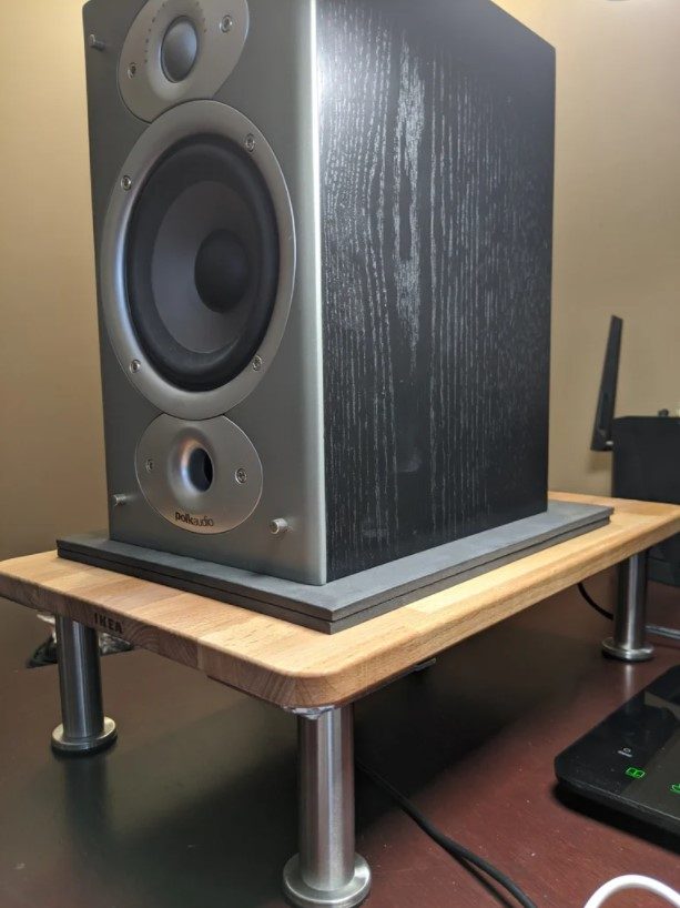 DIY IKEA Hack Speaker Stand from SKOGSTA Chopping Board and CAPITA Legs