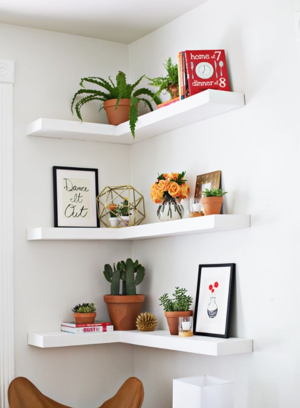 DIY Minimal Corner Shelves