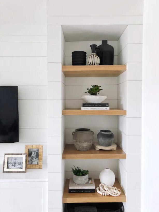 DIY Shiplap Corner Shelves