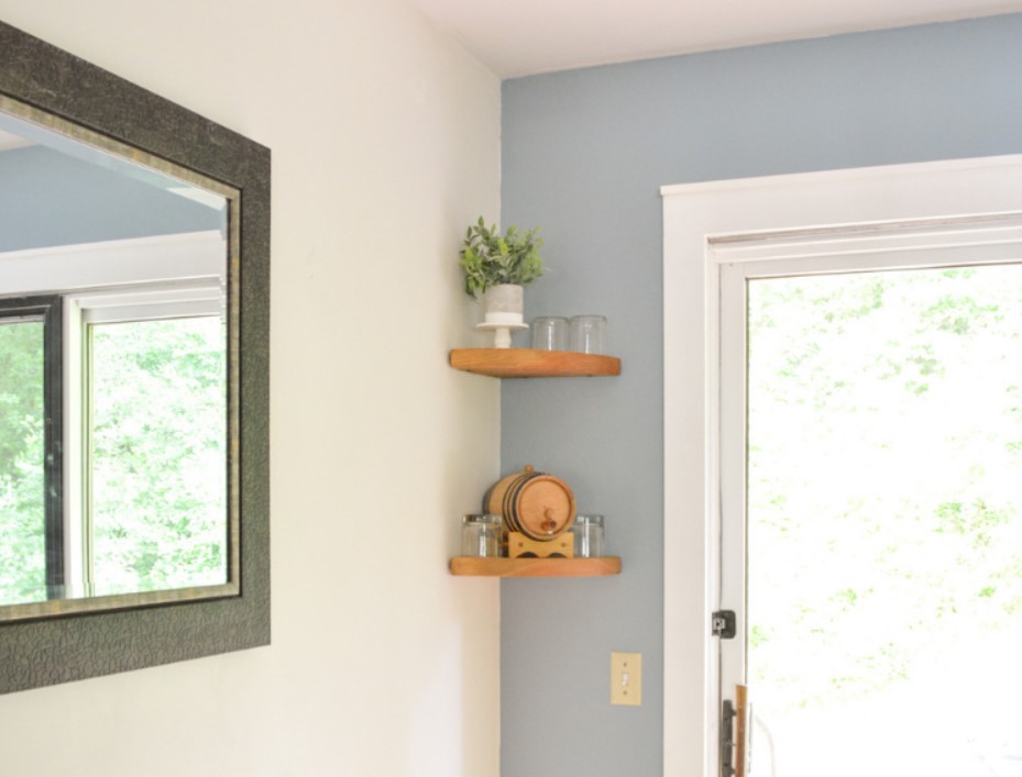 DIY round floating corner shelves