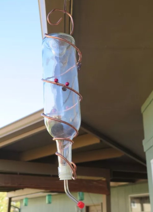 A Beautiful Copper Wire Hummingbird Feeder