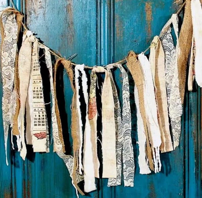 35 DIY Tassel Garland Ideas with Easy-to-Follow Tutorials – A VINTAGE LINENS GARLAND A VINTAGE LINENS GARLAND