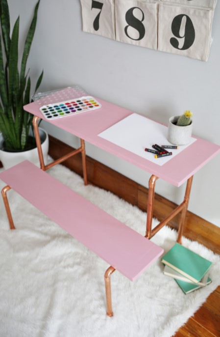 25 Best DIY Computer Desk Ideas (with Free Plans) – COPPER PIPE CHILDS DESK DIY COPPER PIPE CHILDS DESK DIY