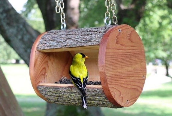 DIY Bird Feeder Plans Homemade Log Birdfeeder 1