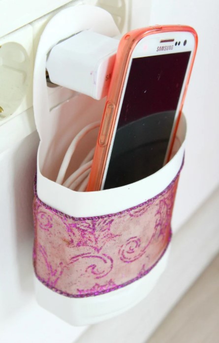 DIY Charging Station that looks pretty from plastic bottles
