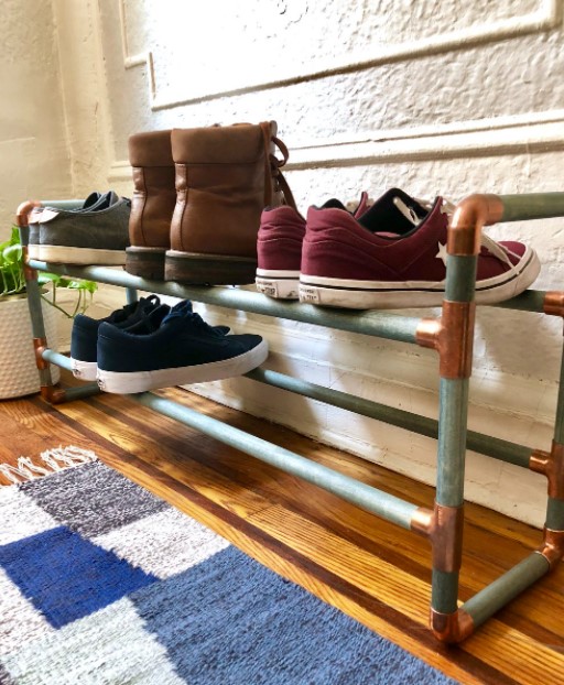 DIY Copper Pipe Shoe Rack