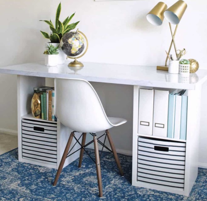 25 Best DIY Computer Desk Ideas (with Free Plans) – DIY IKEA DESK HACK DIY IKEA DESK HACK