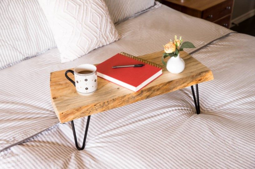 25 DIY Lap Desk Ideas to Supercharge Your Productivity – DIY Live Edge Lap Desk with Hairpin Legs DIY Live Edge Lap Desk with Hairpin Legs