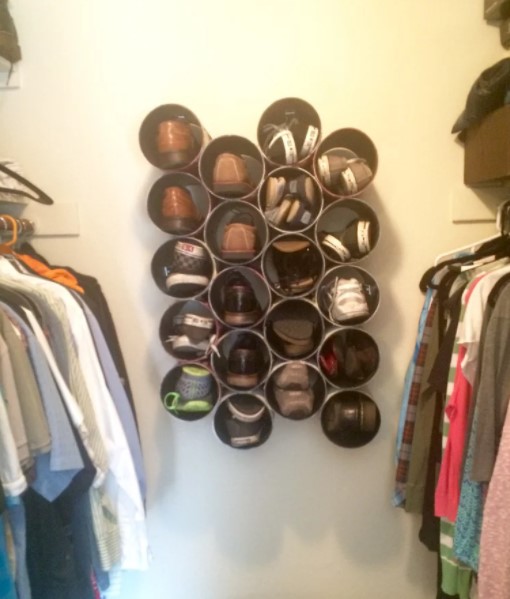 27 DIY Shoe Rack Designs for Your Stunning Shoe Collection – DIY PVC Wall Mounted Closet Shoe Rack DIY PVC Wall Mounted Closet Shoe Rack