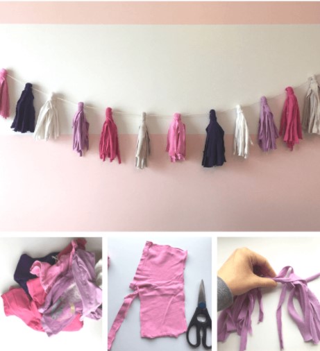 DIY Tassel Garland Using Old Kids Clothes 1