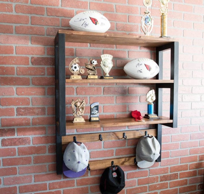 25 DIY Hat Rack Designs to Show Off Your Hat Collection – DIY Trophy Shelf and Hat Rack DIY Trophy Shelf and Hat Rack