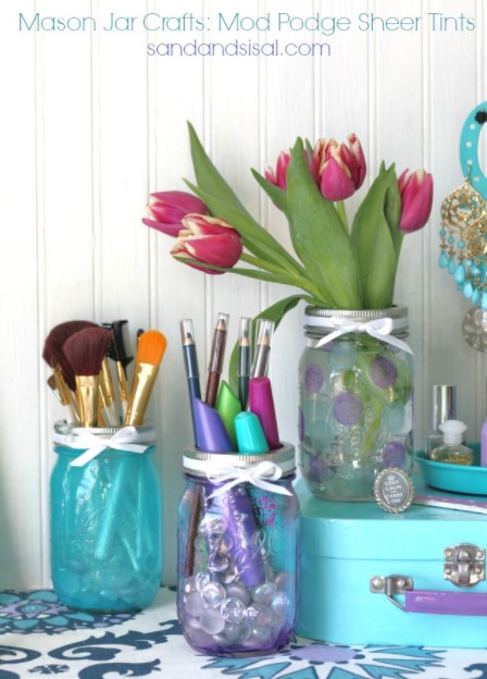 Mason Jar Craft Make up Organization