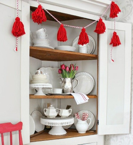 Red Tassel Corner Cupboard