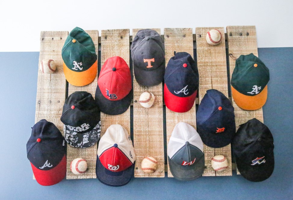 Scrap Wood Pallet Baseball Hat Rack