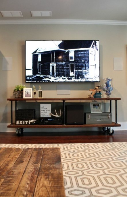 25 DIY TV Stand Ideas That Will Transform Your Living Room – an Industrial Console Table an Industrial Console Table