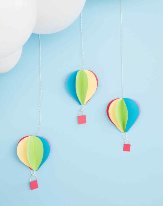 25 DIY Birthday Party Ideas for an Unforgettable Event – 3 D Hot Air Balloon Paper Decorations 3 D Hot Air Balloon Paper Decorations