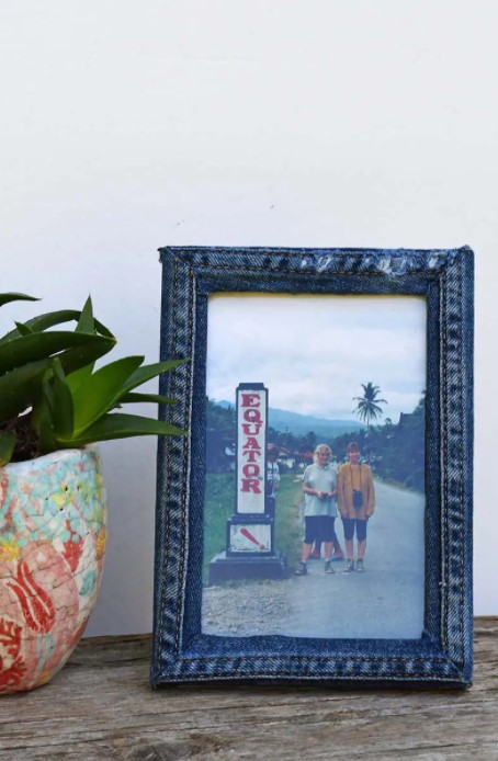 A Denim Photo Frame Out Of Old Jeans