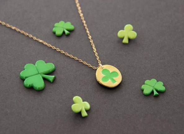 Air Dry Clay Clover Necklace for St. Patricks Day