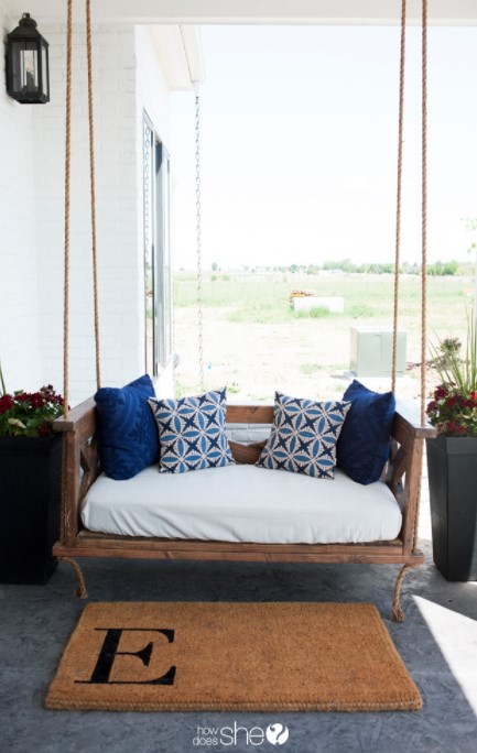 25 Best DIY Outdoor Furniture Ideas (with Free Plans) – BEAUTIFUL DIY FARM INSPIRED PORCH SWING BEAUTIFUL DIY FARM INSPIRED PORCH SWING