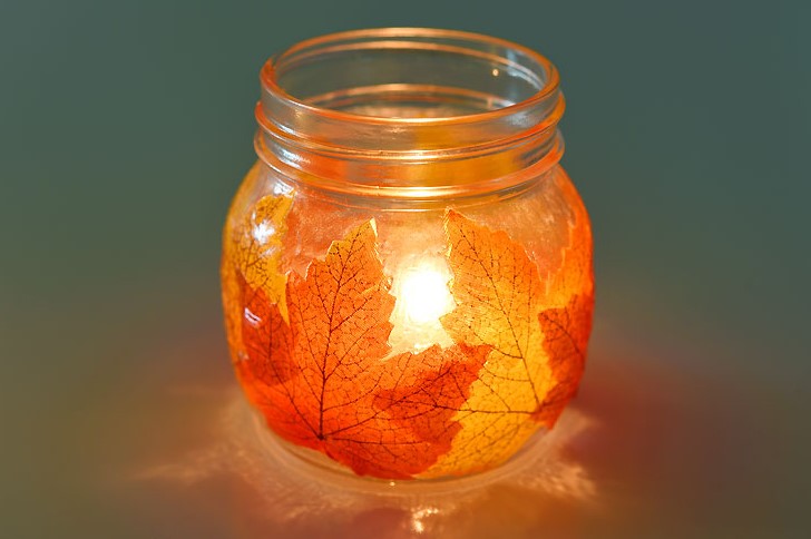 Beautiful Mason Jar Leaf Lanterns