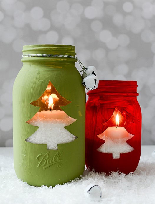 CHRISTMAS TREE MASON JAR VOTIVE