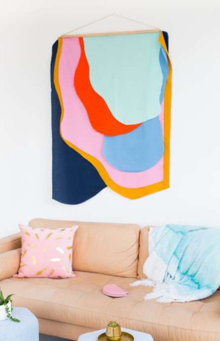 25 DIY Wall Art Ideas to Spruce Up Your Awkward Space – Colorful DIY Fabric Wall Hanging 2 Colorful DIY Fabric Wall Hanging 2