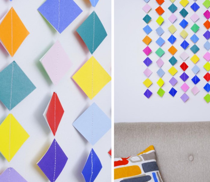 Colorful Garland Wall Art With Origami Paper 1