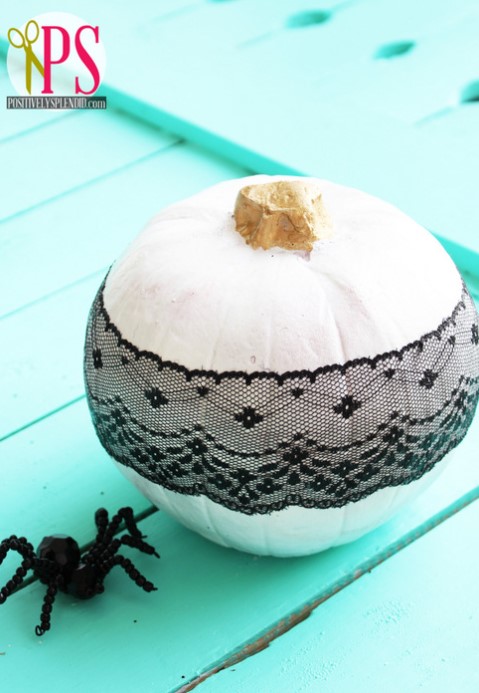 35 Best DIY Halloween Decoration Ideas for 2025 – DECOUPAGED LACE PUMPKINS DECOUPAGED LACE PUMPKINS