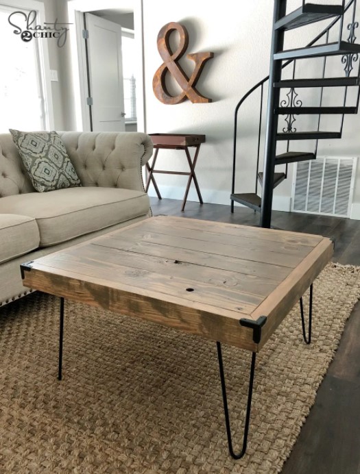 25 Best DIY Coffee Table Ideas Ideas with Free Plans – DIY 50 SQUARE HAIRPIN LEG COFFEE TABLE DIY 50 SQUARE HAIRPIN LEG COFFEE TABLE