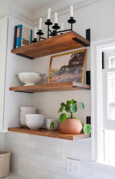 DIY BUDGET FRIENDLY FLOATING LOOK OPEN SHELVES