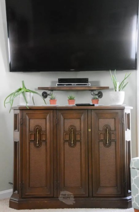 DIY Corner Shelf For Under Your Mounted TV