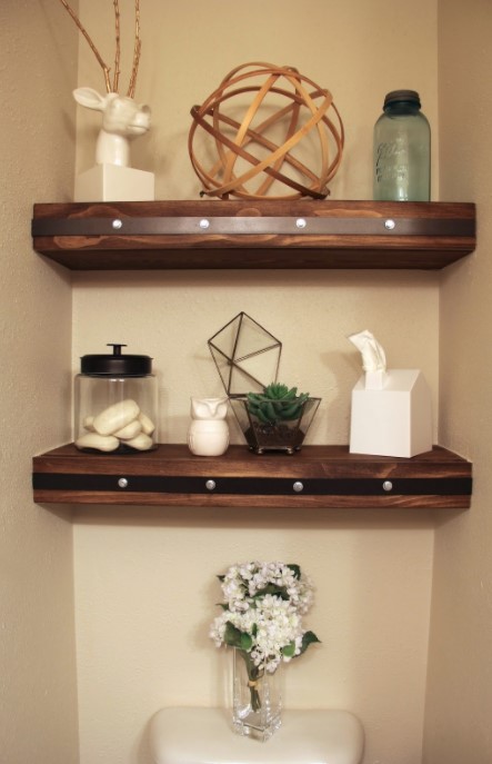 DIY FLOATING SHELVES WITH FAUX RIVETS