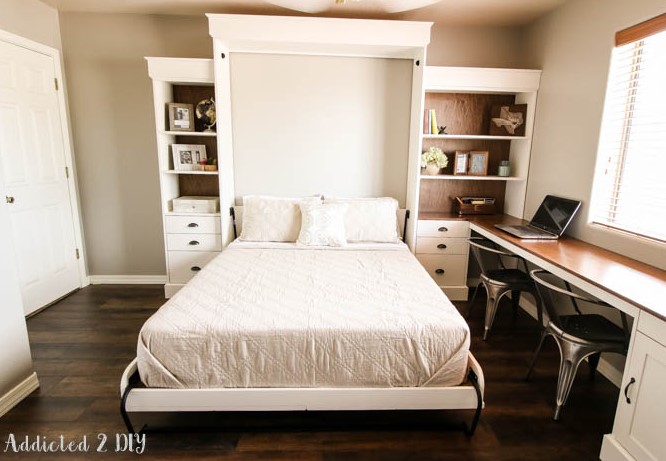 25 DIY Murphy Bed Design Ideas (with Free Plans) – DIY Modern Farmhouse Murphy Bed 1 DIY Murphy bed with Farmhouse Look