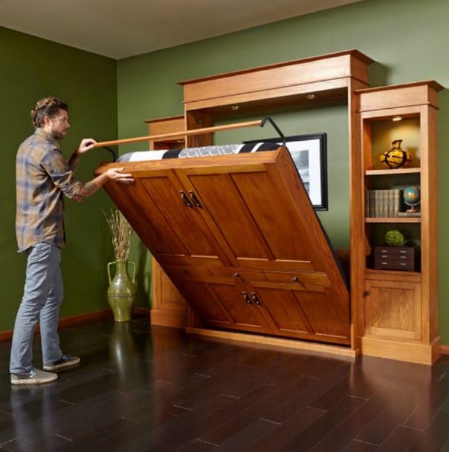 25 DIY Murphy Bed Design Ideas (with Free Plans) – DIY Murphy Bed and Bookcase 1 DIY Murphy Bed and Bookcase 1