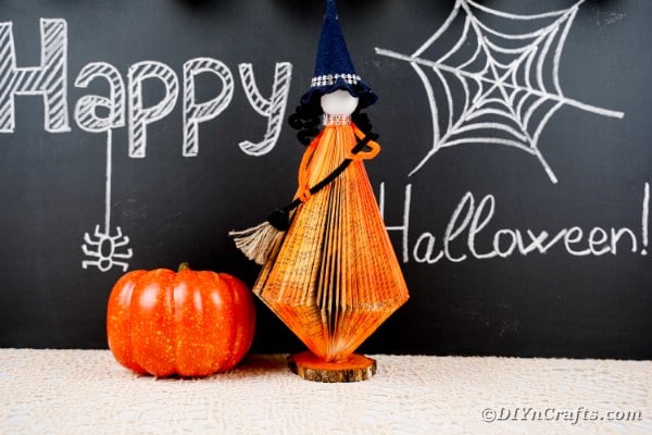 DIY Old Book Floating Witch with Broom Halloween Decor