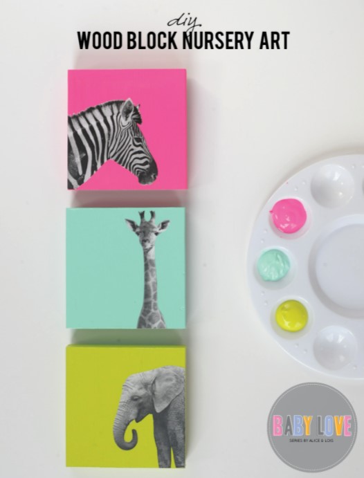 DIY Painted Wood Block Nursery Art 1