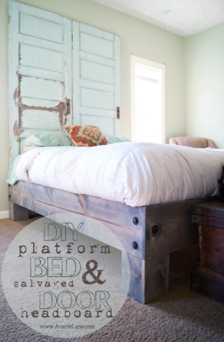 25 DIY Platform Bed Ideas That Will Transform Your Nights – DIY Platform Bed Salvaged Door Headboard DIY Platform Bed Salvaged Door Headboard