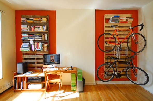 DIY Shipping Pallet Bookshelf and Bike Rack 1